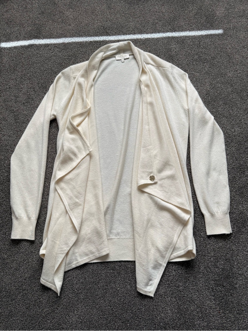 Ted Baker London Ivory Draped Open-Front Cardigan